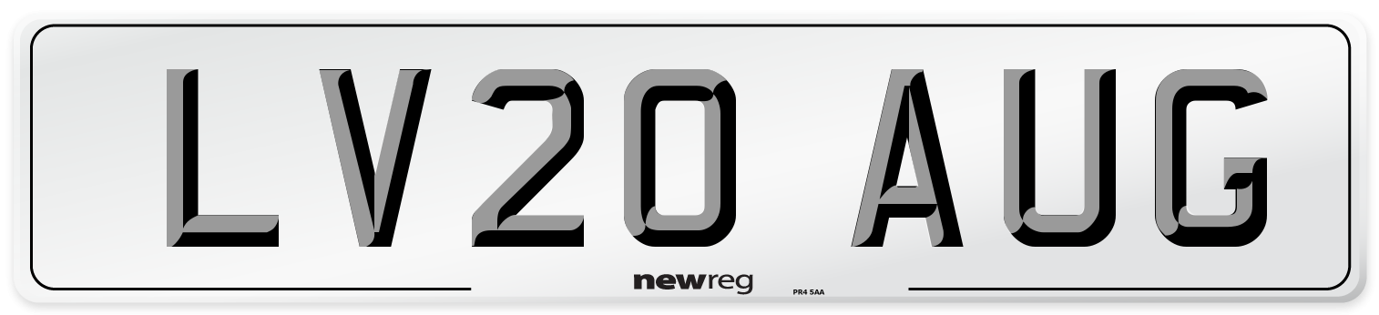 LV20 AUG Number Plate from New Reg